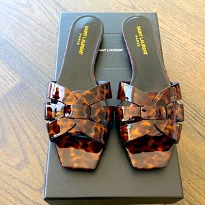 SAINT LAURENT TORTOISE PRINT TRIBUTE SLIDE
